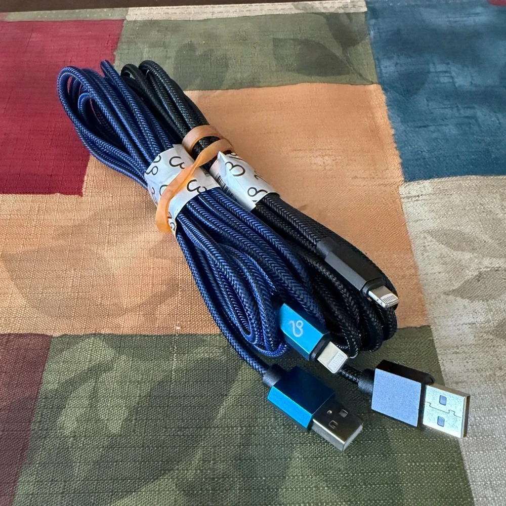 Black & Blue USB Charging Cable - Not Sure Of Length - USB to Lightening